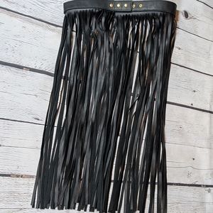 Black leather skirt belt